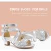 imageDufannie Toddler Little Big Kid High Heels Flower Girls Party Dress Shoes Glitter Pump SandalsCross Patent Silver