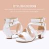imageDufannie Toddler Little Big Kid High Heels Flower Girls Party Dress Shoes Glitter Pump SandalsCross Pu White