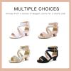 imageDufannie Toddler Little Big Kid High Heels Flower Girls Party Dress Shoes Glitter Pump SandalsCross Pu White