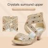 imageDufannie Toddler Little Big Kid High Heels Flower Girls Party Dress Shoes Glitter Pump SandalsGold
