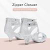 imageDufannie Toddler Little Big Kid High Heels Flower Girls Party Dress Shoes Glitter Pump SandalsSilver
