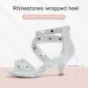 imageDufannie Toddler Little Big Kid High Heels Flower Girls Party Dress Shoes Glitter Pump SandalsSilver