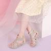imageDufannie Toddler Little Big Kid High Heels Flower Girls Party Dress Shoes Glitter Pump SandalsSquaregold