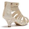 imageDufannie Toddler Little Big Kid High Heels Flower Girls Party Dress Shoes Glitter Pump SandalsSquaregold