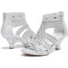 imageDufannie Toddler Little Big Kid High Heels Flower Girls Party Dress Shoes Glitter Pump SandalsSquaresilver