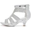 imageDufannie Toddler Little Big Kid High Heels Flower Girls Party Dress Shoes Glitter Pump SandalsSquaresilver