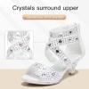 imageDufannie Toddler Little Big Kid High Heels Flower Girls Party Dress Shoes Glitter Pump SandalsWhite