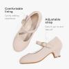 imageDufannie Girls Dress Shoes Low Heel Princess Flats Mary Jane Flower Wedding Party Glitter Shoes for Kids ToddlerClassic Nubuck Nude