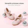 imageDufannie Girls Dress Shoes Low Heel Princess Flats Mary Jane Flower Wedding Party Glitter Shoes for Kids ToddlerClassic Nubuck Nude