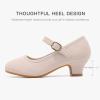 imageDufannie Girls Dress Shoes Low Heel Princess Flats Mary Jane Flower Wedding Party Glitter Shoes for Kids ToddlerClassic Nubuck Nude