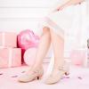 imageDufannie Girls Dress Shoes Low Heel Princess Flats Mary Jane Flower Wedding Party Glitter Shoes for Kids ToddlerClassic Nubuck Nude