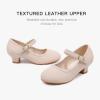 imageDufannie Girls Dress Shoes Low Heel Princess Flats Mary Jane Flower Wedding Party Glitter Shoes for Kids ToddlerClassic Nubuck Nude
