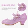 imageDufannie Girls Dress Shoes Low Heel Princess Flats Mary Jane Flower Wedding Party Glitter Shoes for Kids ToddlerGenerous Glitter Purple