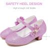 imageDufannie Girls Dress Shoes Low Heel Princess Flats Mary Jane Flower Wedding Party Glitter Shoes for Kids ToddlerGenerous Glitter Purple