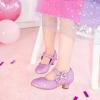 imageDufannie Girls Dress Shoes Low Heel Princess Flats Mary Jane Flower Wedding Party Glitter Shoes for Kids ToddlerGenerous Glitter Purple