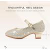 imageDufannie Girls Dress Shoes Low Heel Princess Flats Mary Jane Flower Wedding Party Glitter Shoes for Kids ToddlerClassic Rhinestone Cham