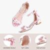 imageDufannie Girls Sandals Low Heels Dress Pump Ankle Strap Open Toe Flower Girl Wedding Party for Toddler Little Big KidFlower Single