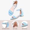 imageDufannie Girls Sandals Low Heels Dress Pump Ankle Strap Open Toe Flower Girl Wedding Party for Toddler Little Big KidSuede Blue Single