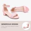 imageDufannie Girls Sandals Low Heels Dress Pump Ankle Strap Open Toe Flower Girl Wedding Party for Toddler Little Big KidSuede Pink Single