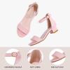imageDufannie Girls Sandals Low Heels Dress Pump Ankle Strap Open Toe Flower Girl Wedding Party for Toddler Little Big KidSuede Pink Single