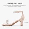 image:imageDufannie Girls High Heels Sandals Girls Dress Shoes Rhinestone Open Toe Ankle Strap Kids Pumps Sandals Flower Wedding Church Party Dance for Little Big KidNude Nubuck