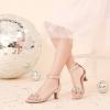 image:imageDufannie Girls High Heels Sandals Girls Dress Shoes Rhinestone Open Toe Ankle Strap Kids Pumps Sandals Flower Wedding Church Party Dance for Little Big KidNude Nubuck