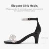 image:imageDufannie Girls High Heels Sandals Girls Dress Shoes Rhinestone Open Toe Ankle Strap Kids Pumps Sandals Flower Wedding Church Party Dance for Little Big KidBlack