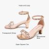 image:imageDufannie Girls High Heels Sandals Girls Dress Shoes Rhinestone Open Toe Ankle Strap Kids Pumps Sandals Flower Wedding Church Party Dance for Little Big KidChampagne