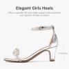 image:imageDufannie Girls High Heels Sandals Girls Dress Shoes Rhinestone Open Toe Ankle Strap Kids Pumps Sandals Flower Wedding Church Party Dance for Little Big KidSilver