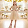 image:imageDufannie Girls High Heels Sandals Girls Dress Shoes Rhinestone Open Toe Ankle Strap Kids Pumps Sandals Flower Wedding Church Party Dance for Little Big KidChampagne