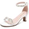image:imageDufannie Girls High Heels Sandals Girls Dress Shoes Rhinestone Open Toe Ankle Strap Kids Pumps Sandals Flower Wedding Church Party Dance for Little Big KidWhite Pu