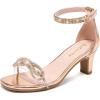 image:imageDufannie Girls High Heels Sandals Girls Dress Shoes Rhinestone Open Toe Ankle Strap Kids Pumps Sandals Flower Wedding Church Party Dance for Little Big KidChampagne